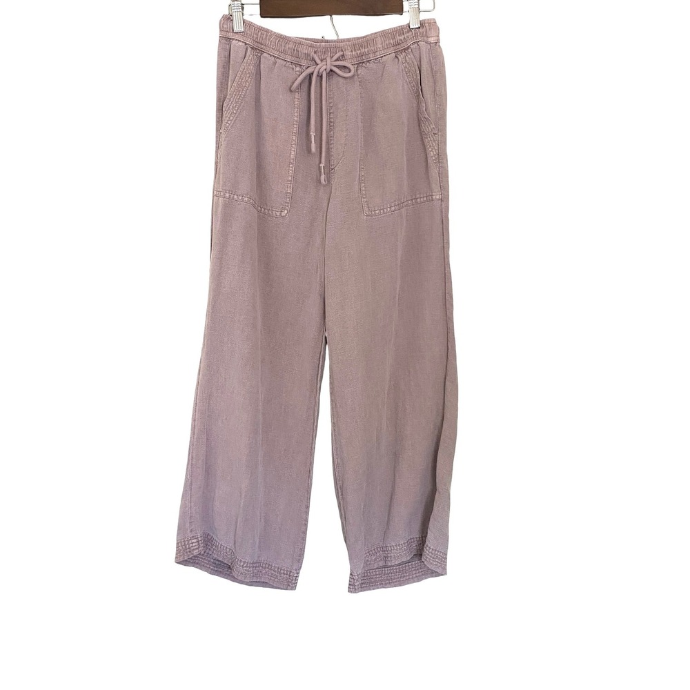 Joie Wide Leg Women‎ Pants Size M Mauve Linen Lyocell Drawstring Casual Boho